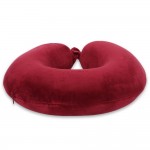 VIAGGI U Shape Round Memory Foam Soft Travel Neck Pillow for Neck Pain Relief Cervical Orthopedic Use Comfortable Neck Rest - Burgandy